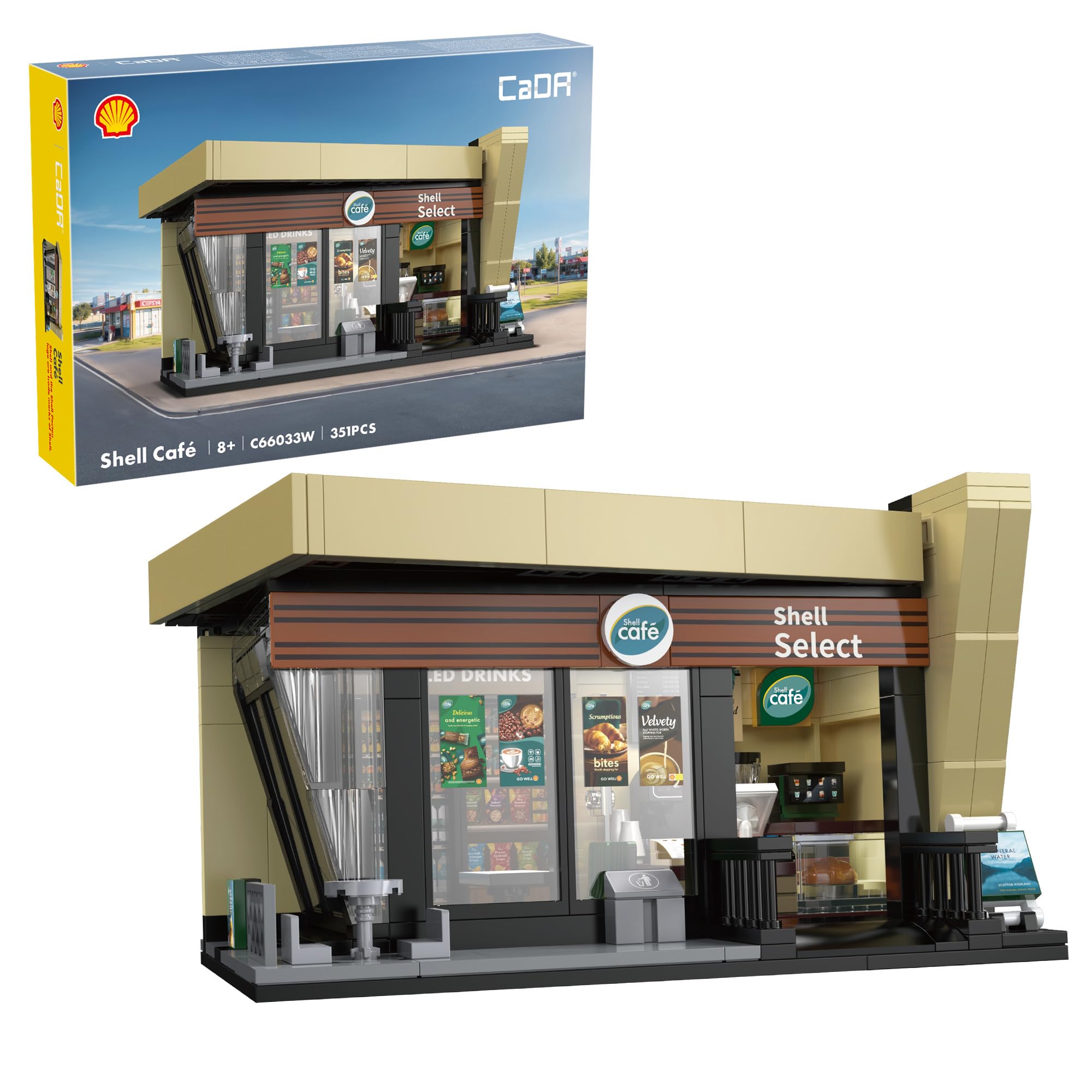 CaDA Shell Select Coffee Shop Café - 351 Piece Brick Model Kit C66033W