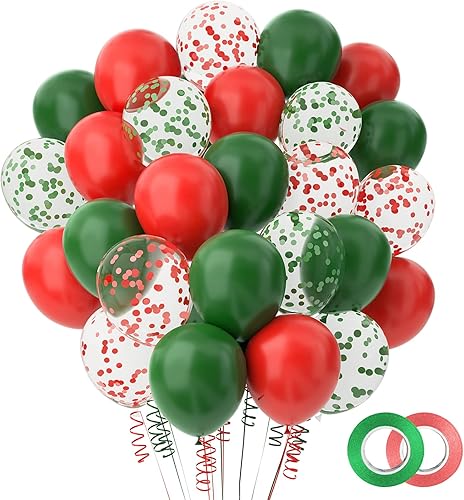 RHGBINLI Kit de arco de guirnalda de globos de Navidad, 105 globos rojos, verdes, dorados y blancos con globos de bastón de caramelo para