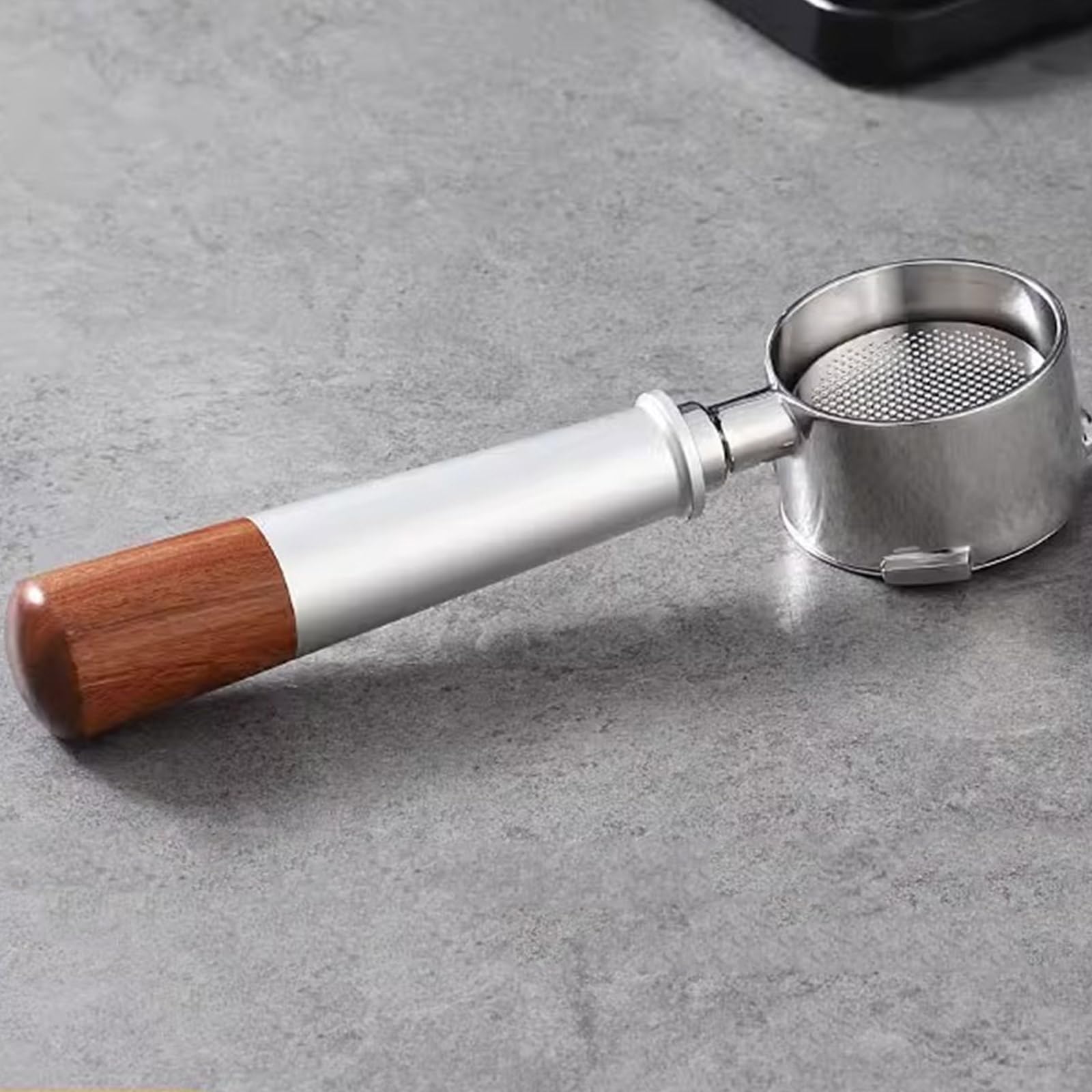 Siebträgergriff aus Edelstahl ohne Boden, Espressomaschine, Filterhalter, professionelles Kaffeezubehör, Baristas-Werkzeug