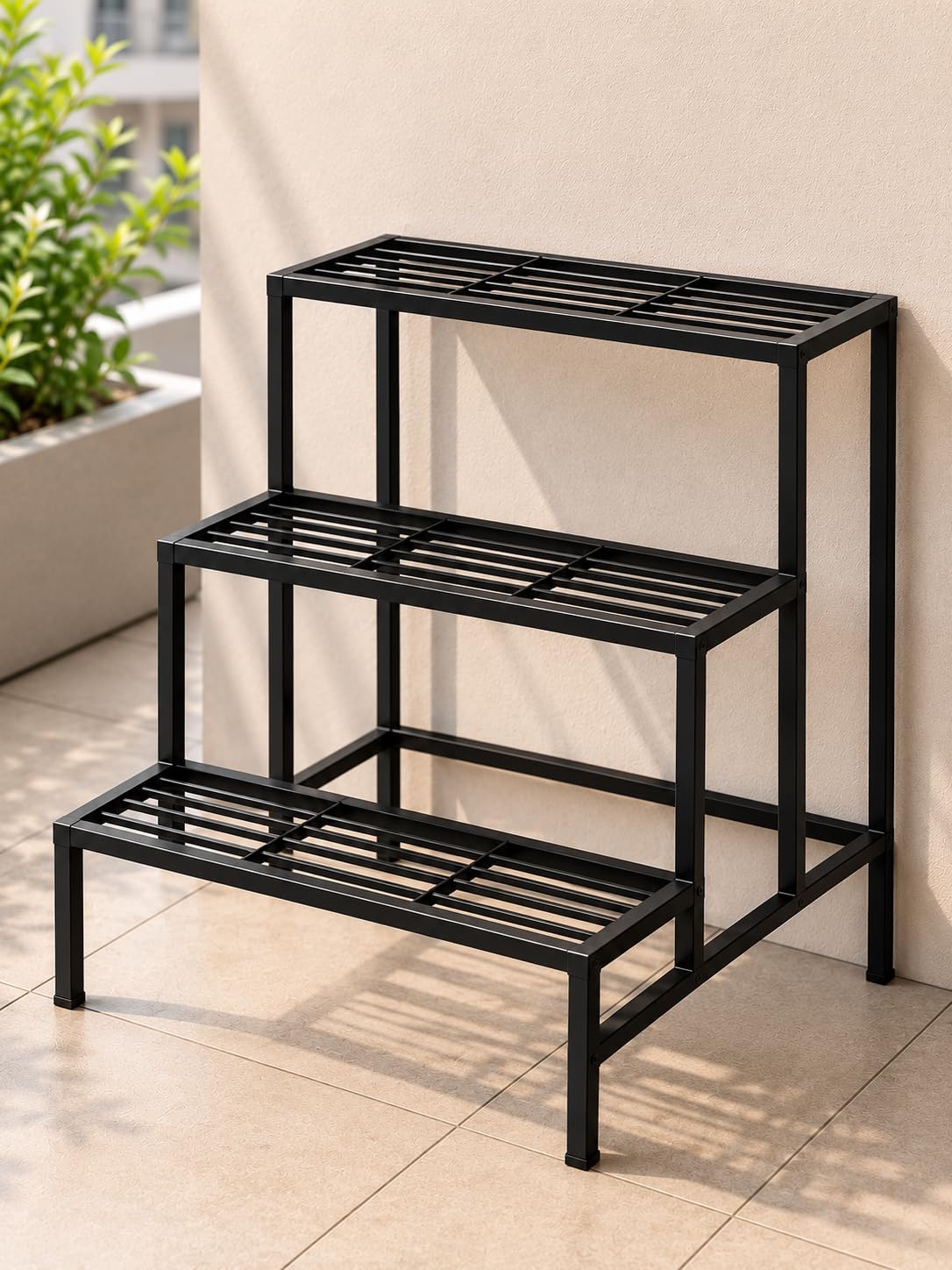 Bee Creative Plant Stands for Outdoor Balcony, Flower Pot Stand for Indoor Plants, Large Metal Planter Stand for Living Room, home decor, Indoor & Outdoor plants Stand (3_STEP_B)
