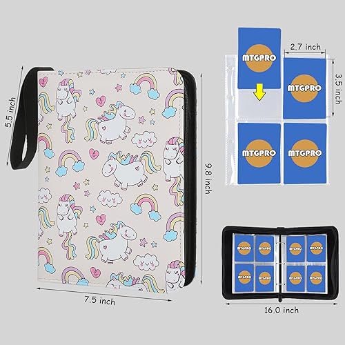 Miniatura 8 de MTGPRO Carpeta de tarjetas para tarjetas de Pokémon de 4 bolsillos, 400 bolsillos, carpeta de tarjetas intercambiables, libro de coleccionista,