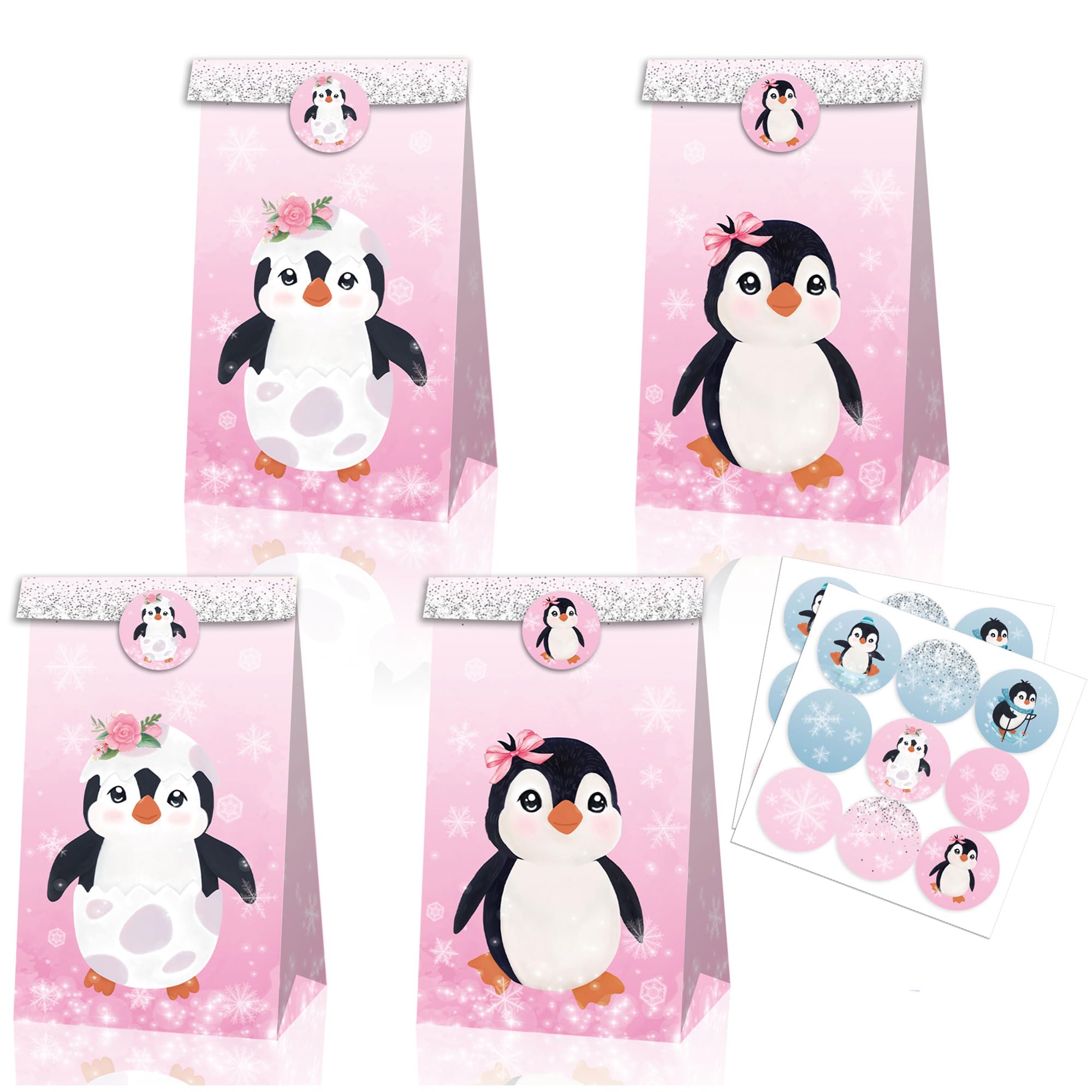 JeVenis Penguin Party Favor Bags Candy Goodie Bags for Onederland Birthday Party Decor Decorations, 12 PCS