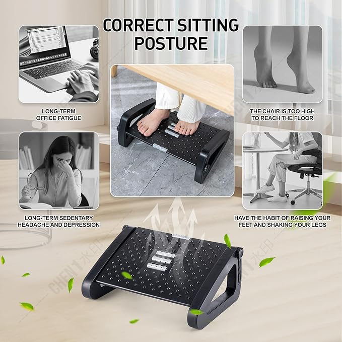 Reposapiés ajustable con rodillo de masaje ergonómico miniatura 4