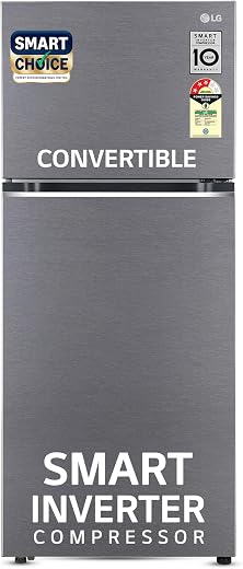 LG Smart Choice, 343 L, 3 Star, Frost-Free Smart Inverter Double Door Refrigerator (GL-S382SDSX, Dazzle Steel, Convertible...