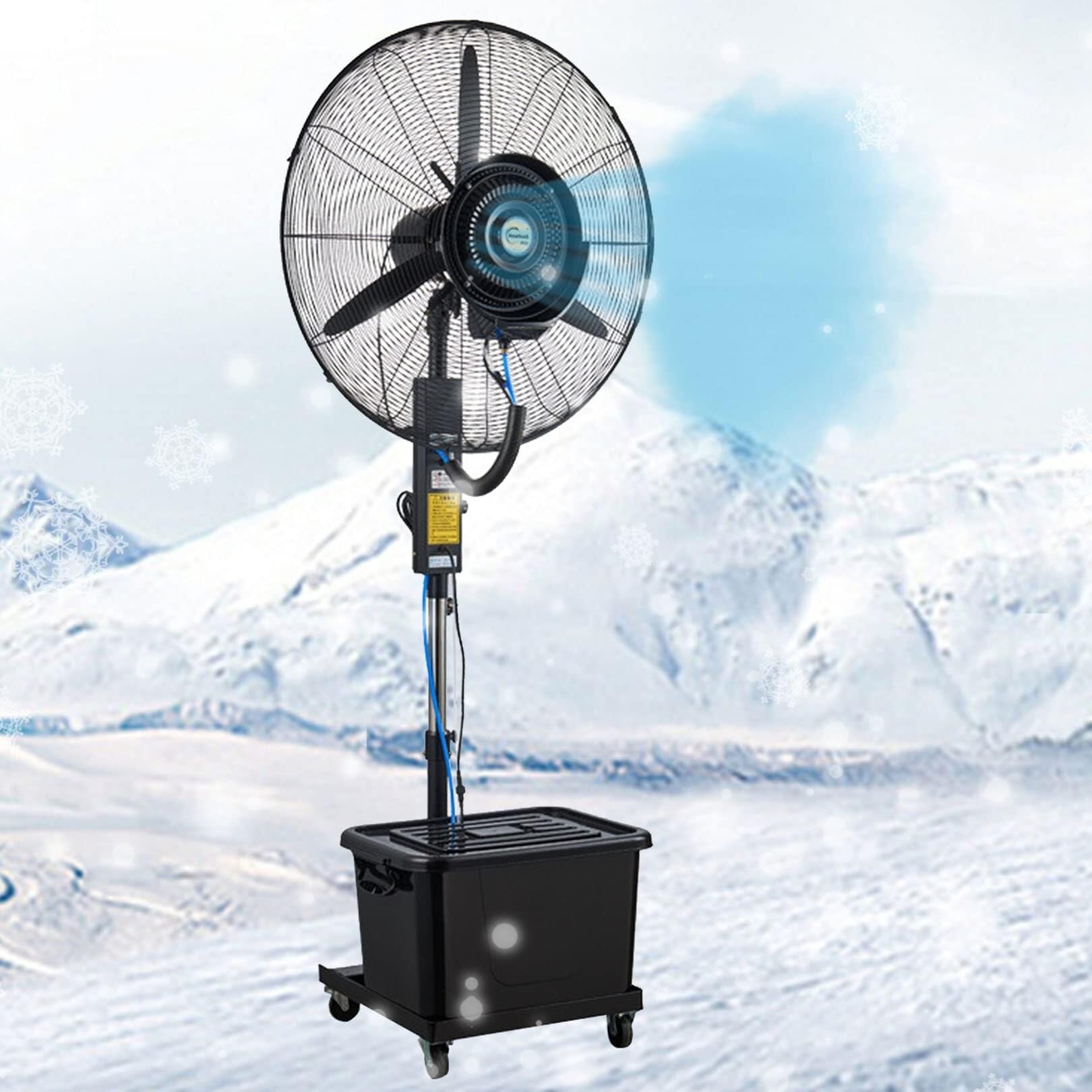 AYCDL Oscillating Misting Fan with 43L Water Tank, 3-Speed Pedestal Stand Fan, Outdoor Cooling for Patio, Garage, Restaurant, Gym
