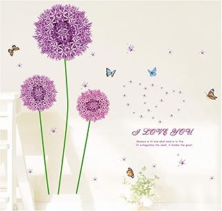 Mural ZOZOSO fioletowy romantyczny mniszek lekarski sypialnia salon okno szyba szafa tapeta aplikacja