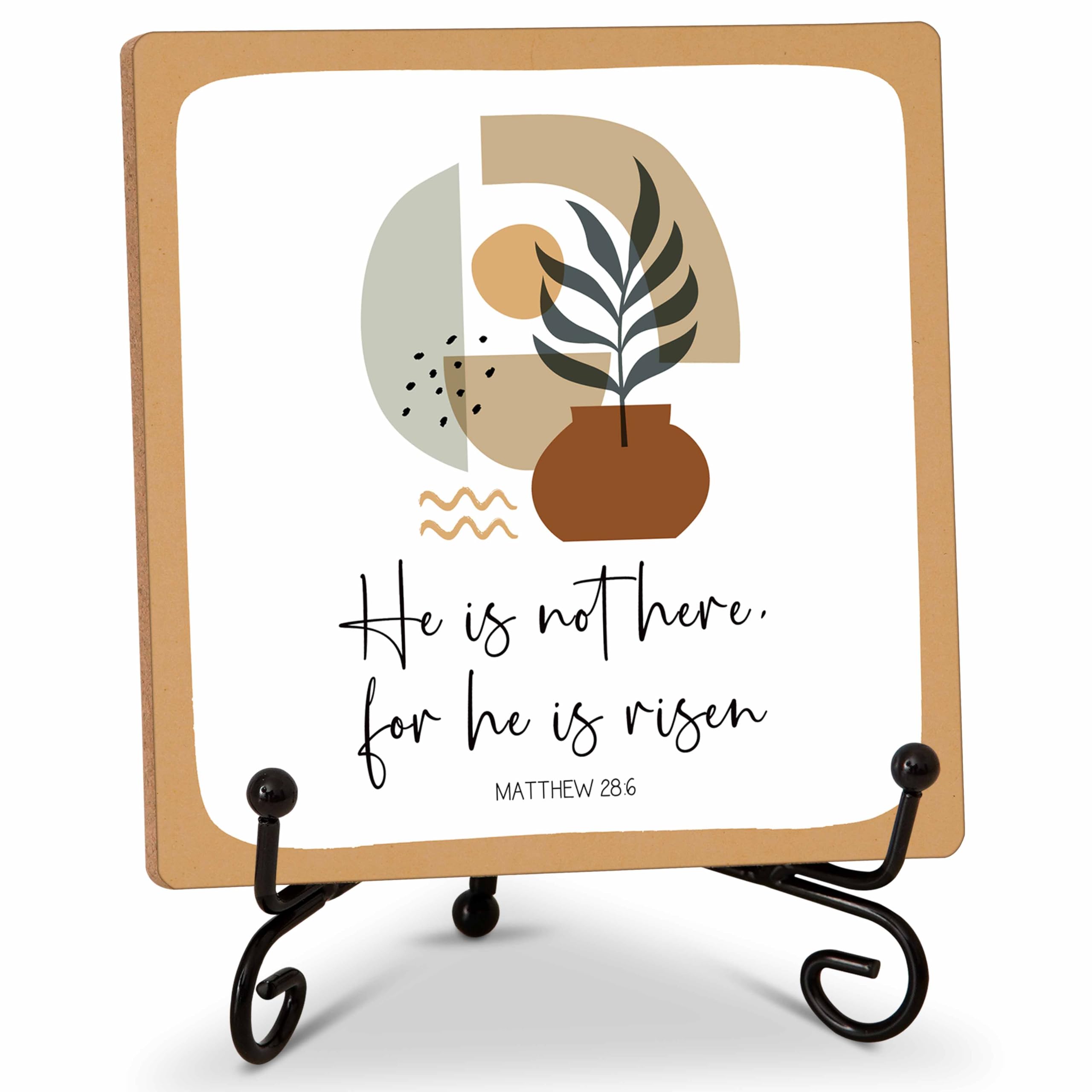 Religious Easter Desk Decor, He Is Risen Wooden Desk Plaque Sign with Stand, Christian Farmhouse Home Office Desk Decoration, Easter Gifts for Women, Boho Spring Decorations -29
