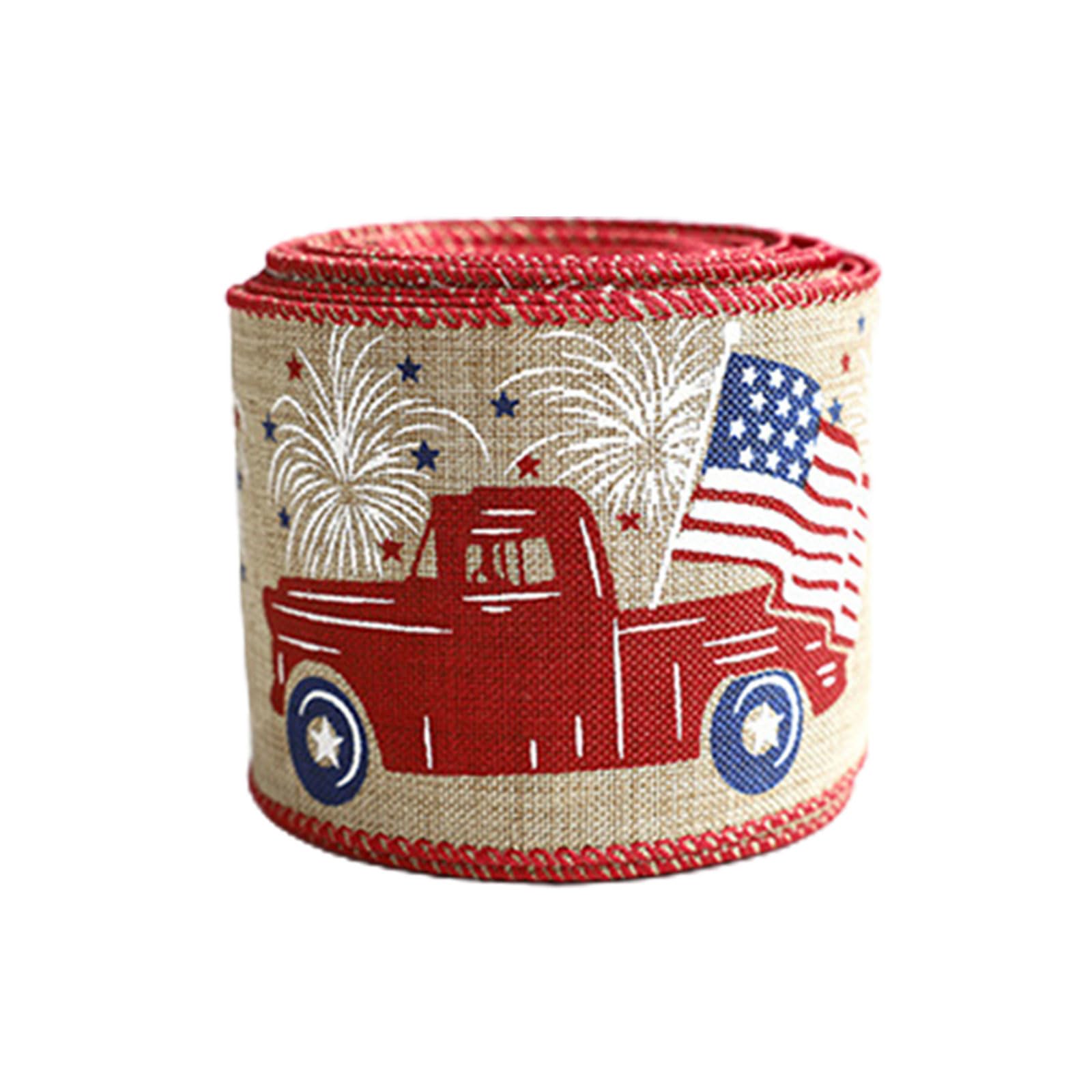 Buxuaaaa Independence Day Ribbon Patriotics Star Stripe Ribbon Car Printeds for Memorial Day Wreath Making Craft Decors Patriotics