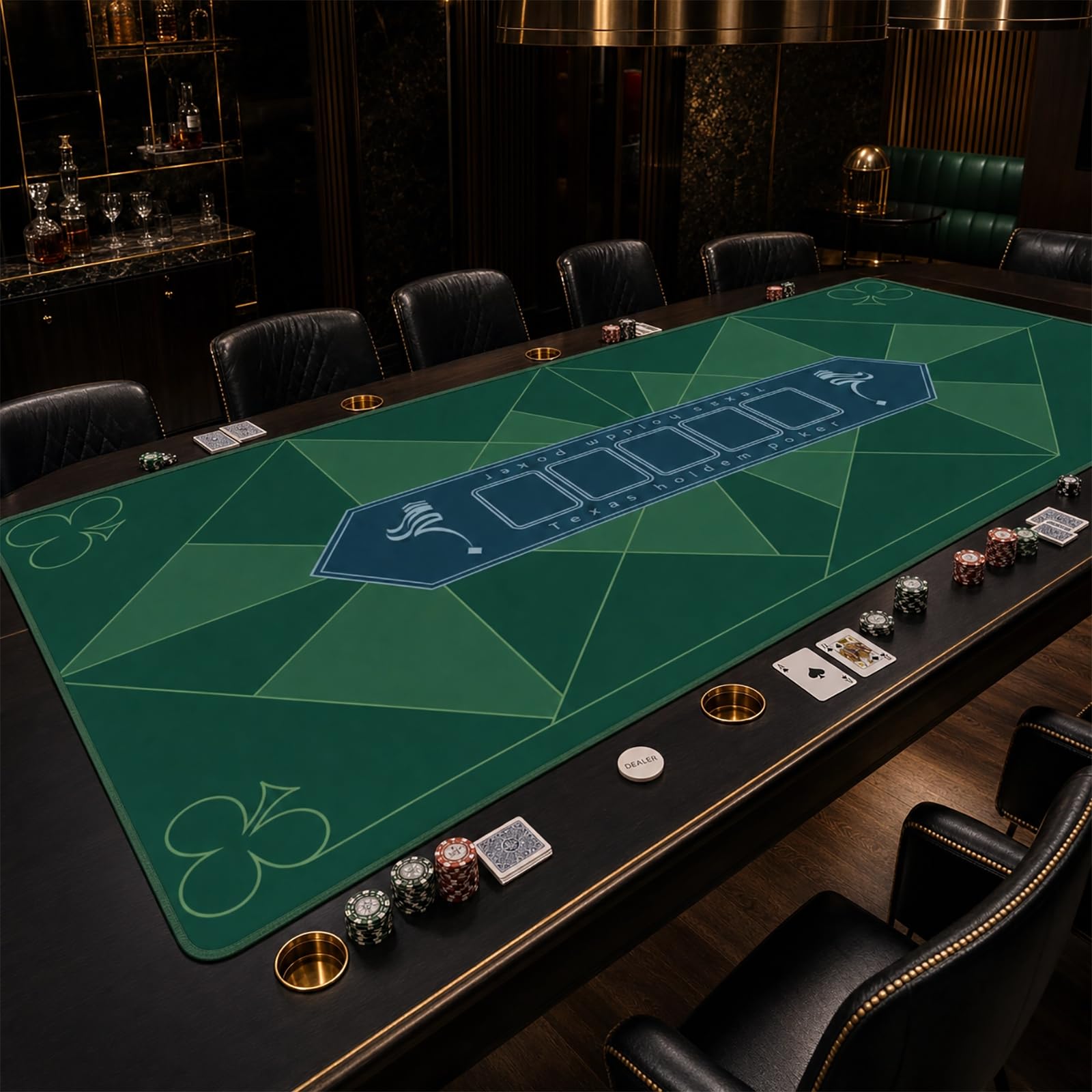 AQQA Poker Table Top Mat 70" x 35" - Green - Non-Slip & Waterproof - Foldable - Texas Holdem Poker Mat