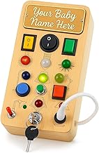 Novo Baby Persnolized Busy Board for Toddlers | Montessori Toy with Switches, Buttons & Activities | Portable Wooden Busy House | Educational Toy for Baby Boys & Girls Age 2 3