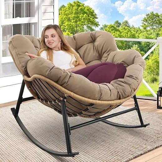 Oversized Wicker Rocking Egg Chair