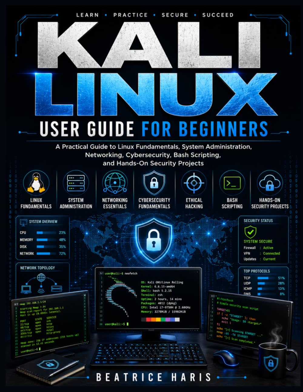 Kali Linux User Guide for Beginners: A Practical Step-by-Step Introduction to Linux Fundamentals, System Administration, Networking, Cybersecurity, ... Scripting, and Hands-On Security Projects