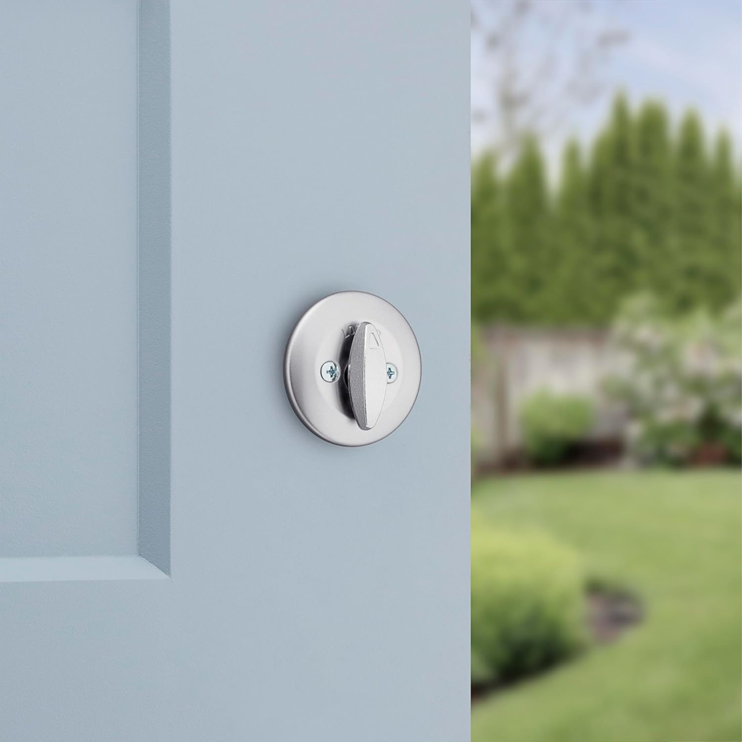 Kwikset 663 Single Sided Interior Deadbolt Lock, Satin Chrome Round Interior Turn Piece Lock Front Entry Door