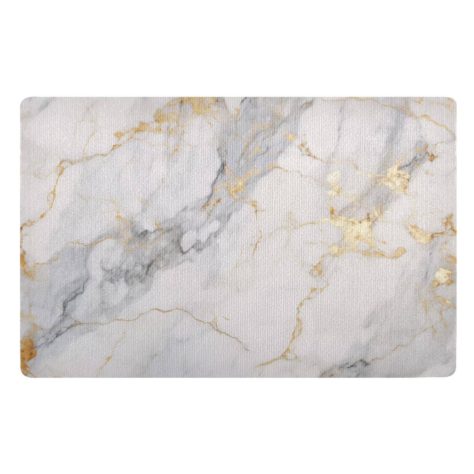 Paillasson d'intérieur antidérapant absorbant tapis entrée marbre gris or 50x80cm