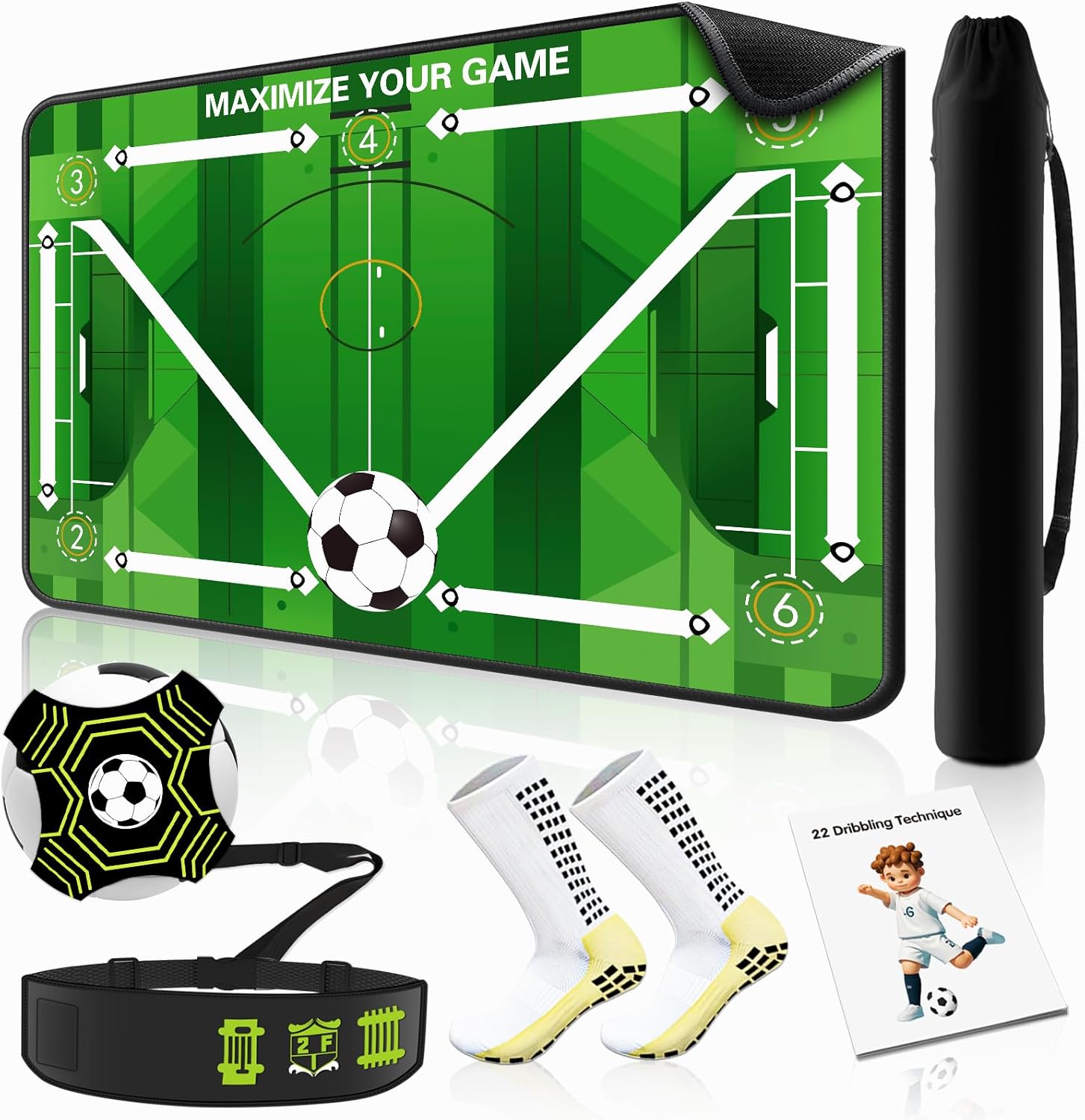 Soccer Training Mat with Silent Shock Absorption and Non-Slip Base for Footwork Training and Ball Mastery(Belt Version)
