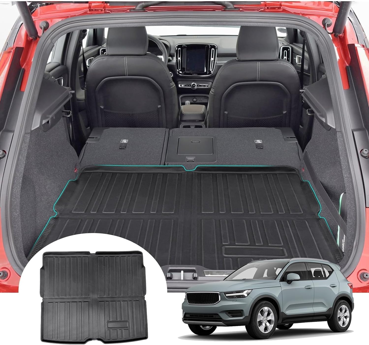 Fenvy Car Rubber Boot Trunk Mats For Volvo Xc40 C40 Recharge 2018-2023,Car Rear Trunk Boot Mat Waterproof Floor Mats Carpet Tray Cargo Liner Car Accesories