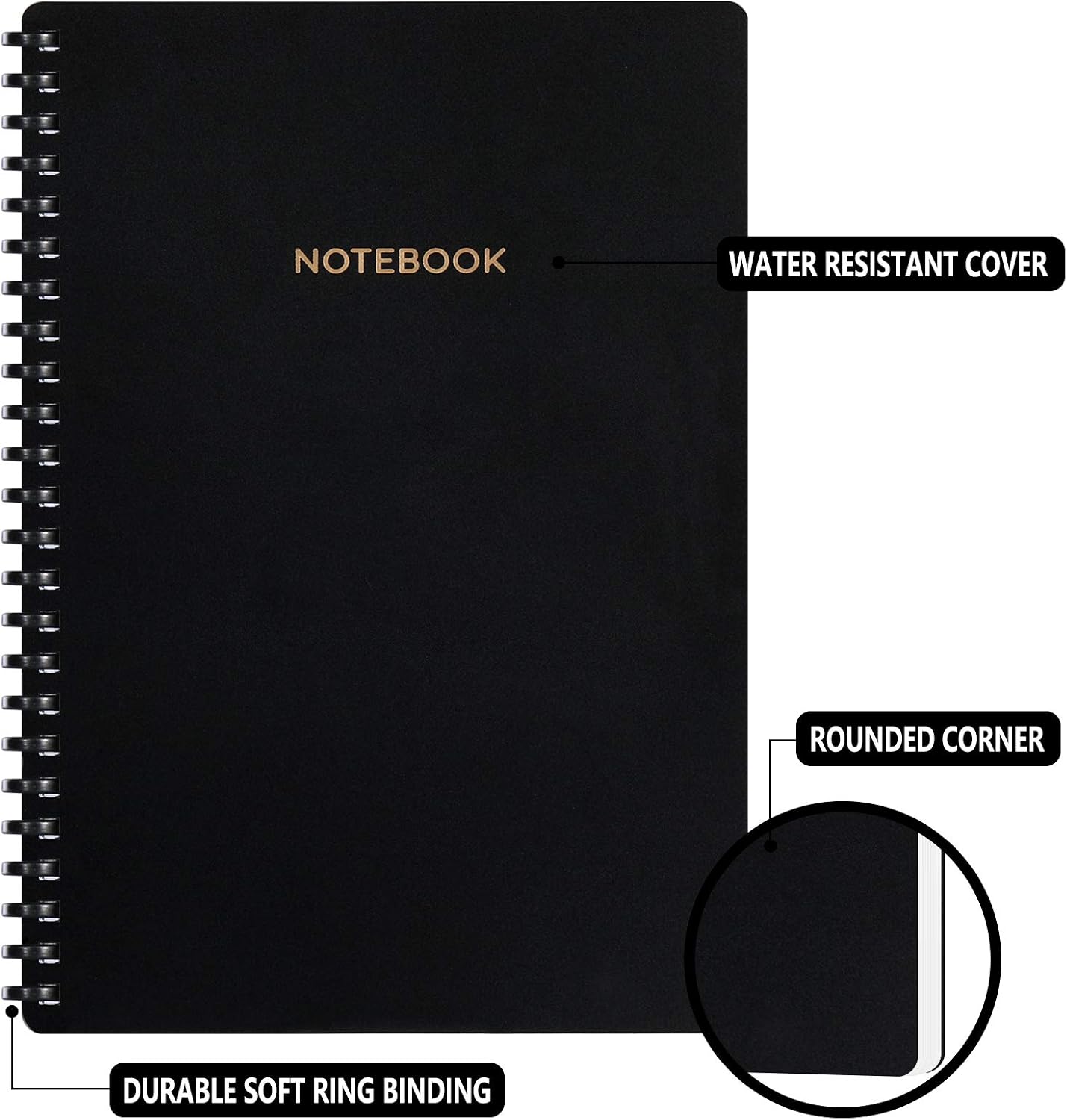 Ruled Journal/Notebook - Lined Journal with Premium Thick Paper, 6" X 8.2", Flexible Softcover, Durable Softring Binding Allows Easier Writing, Perfect for School, Home, Business Writing & Note Taking