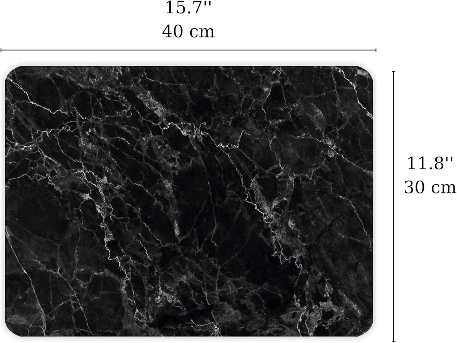 DESTALYA Chopping Board Tempered Glass 11.8’’ x 15.7’’ | Heat Tolerant Shatter Resistant Cutting Board | Black Marble Pattern Decorative Tray for Kitchen (Black L)