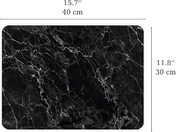 DESTALYA Glass Cutting Board Black White Marble Pattern 30 x 40 cm - Heat and Break Resistant - Decorative Tray for Kitchen (Black L)