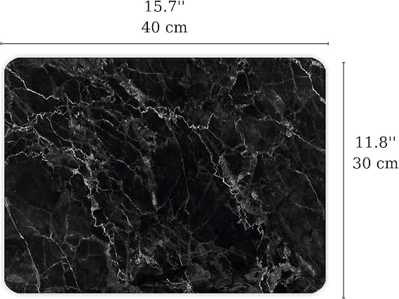 DESTALYA Glass Cutting Board Black White Marble Pattern 30 x 40 cm - Heat and Break Resistant - Decorative Tray for Kitchen (Black L)