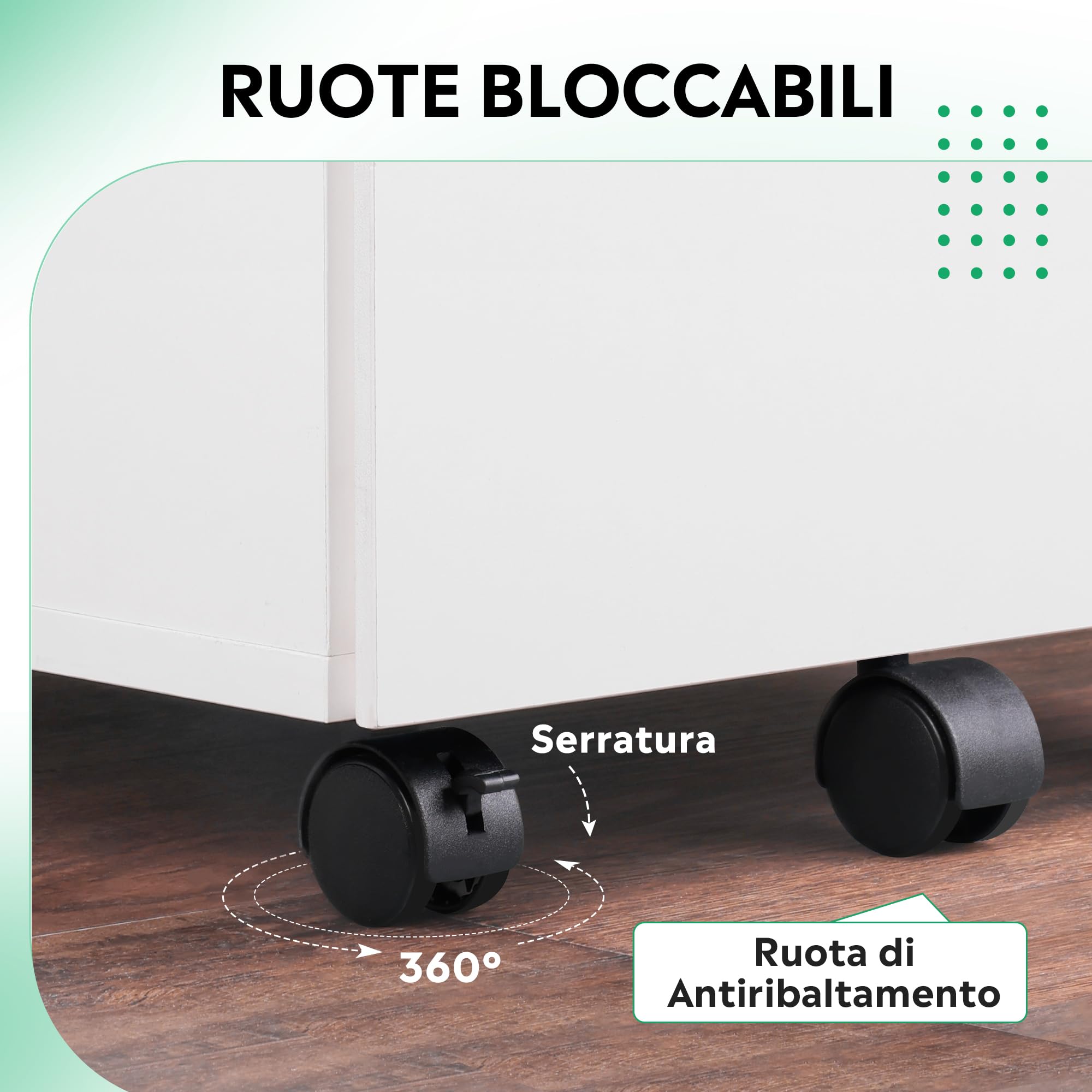 DEVAISE Mobile Archiviatore a 3 Cassetti con Serratura, Cassettiera Sottoscrivania in Legno per Casa/Ufficio, Ideale per Formato Lettera/A4, Bianco