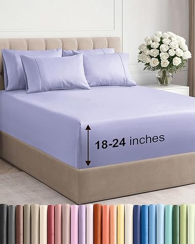 Juego de sábanas de bolsillo extraprofundo, transpirables, refrescantes, suaves, de ajuste fácil y seguro, sin arrugas y cómodas, para hotel, 6