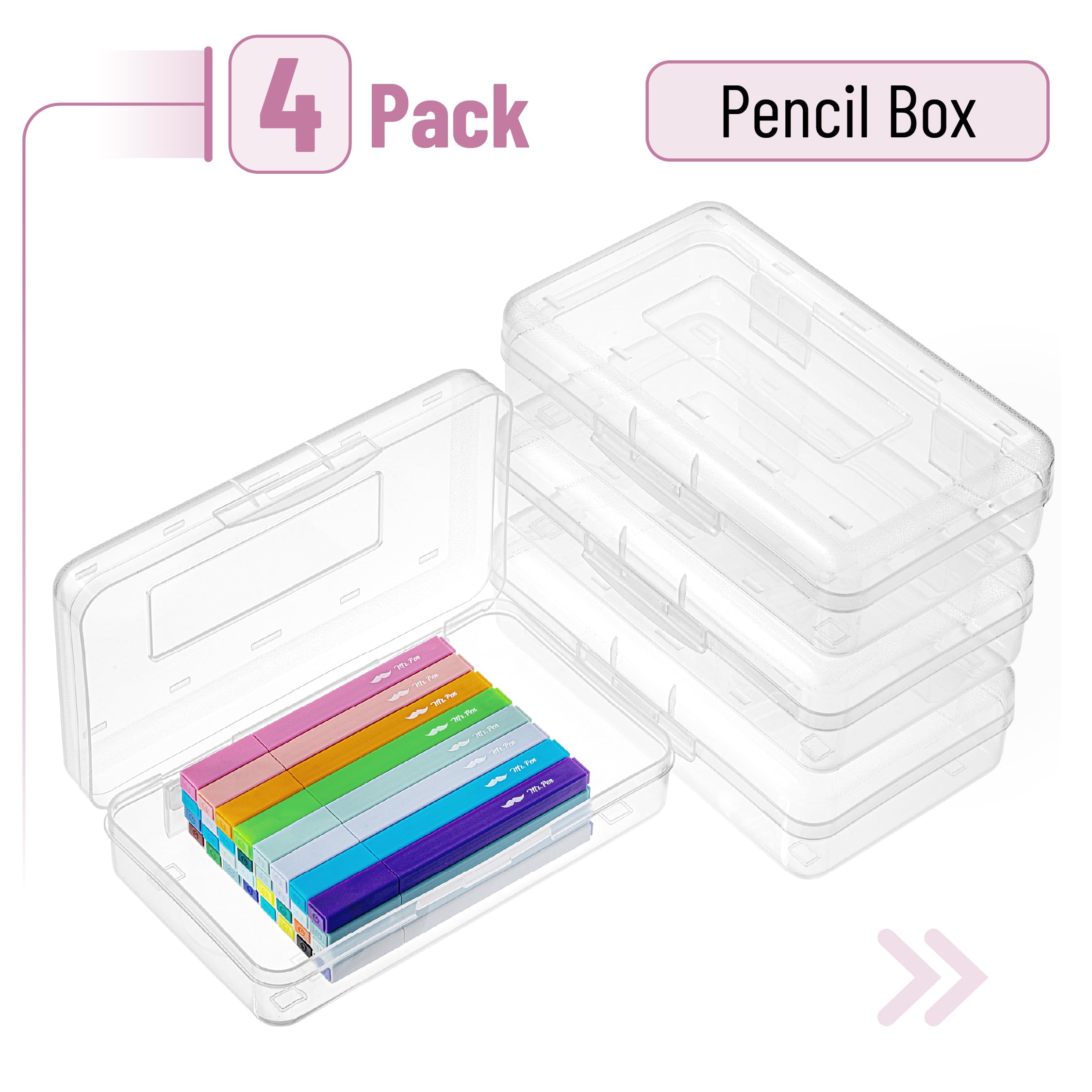 Amazon.com: Mr. Pen- Plastic Pencil Case Box, 4 Pack, Large Crayon