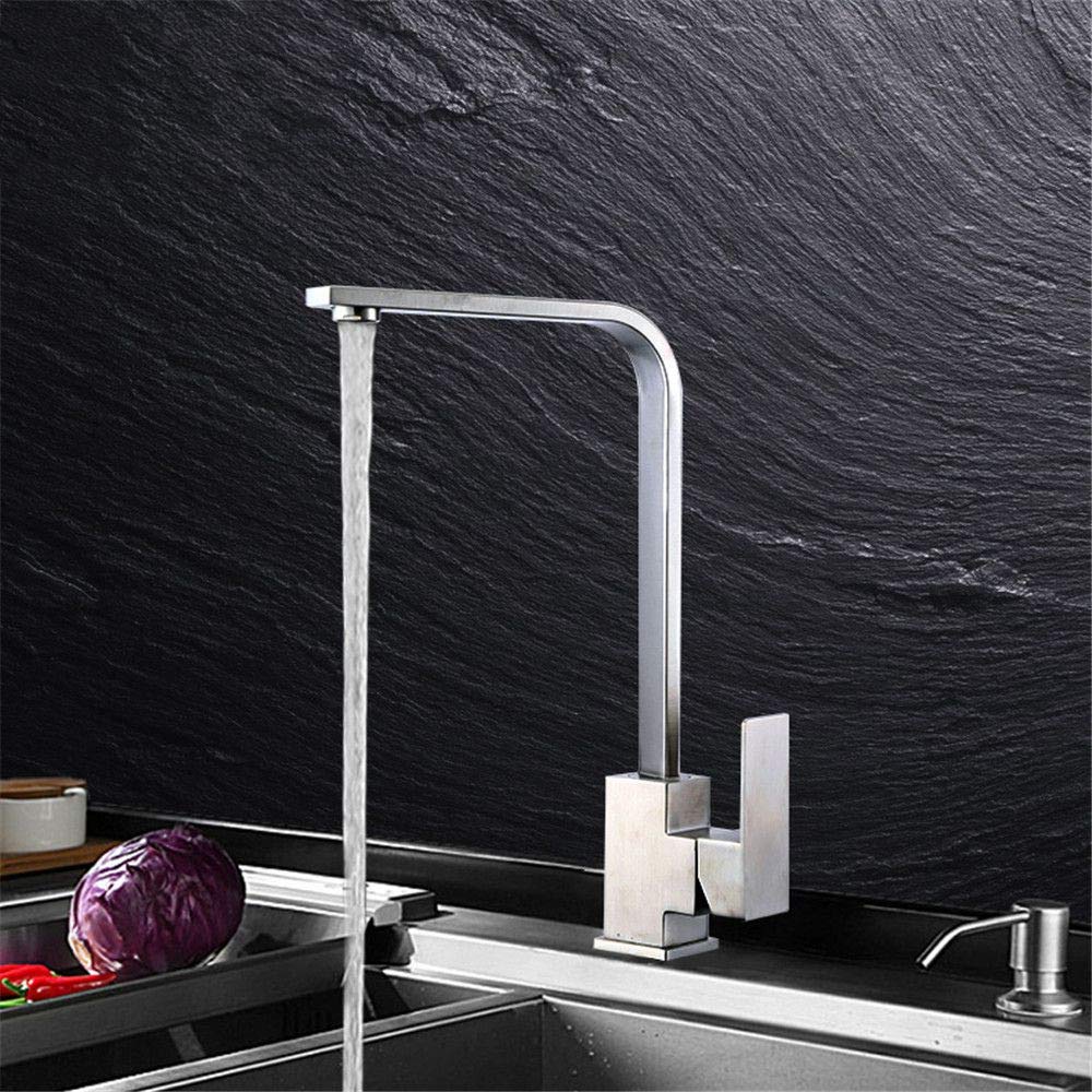 Robinet de cuisine mitigeur en acier inoxydable 304 orientable pour évier