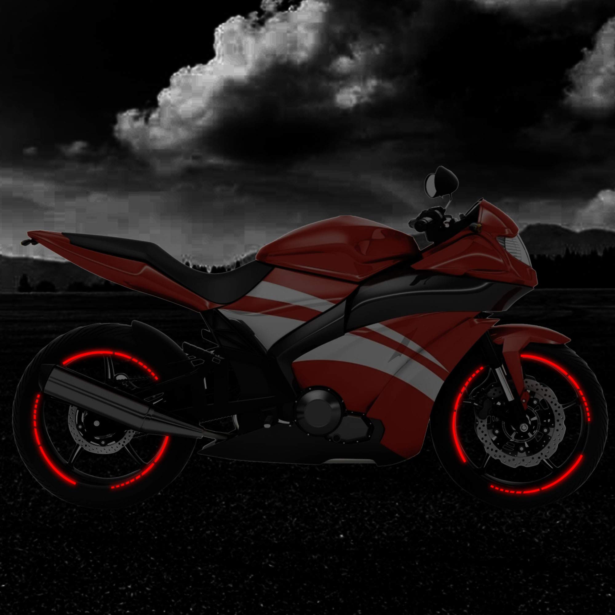 Allure Auto® 16" Reflective Wheel Rim Stripe Decal for Motorcycle Car Cycling Bike Bicycle Night Reflective Safety Decoration Stripe Rim Reflective Stickers DIY (Red) for Renault Kwid 2
