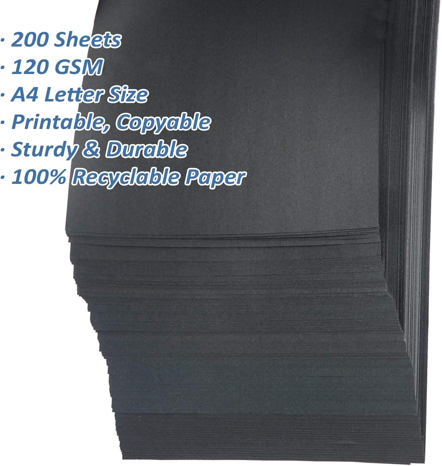 200 Sheets Black Card Stock Printer Paper 32 lb/120 gsm Stationery Paper, Thick Origami Paper Sheets for Arts Crafts, Letters, Invitations, Laser & Inkjet Printer Compatible (Black)