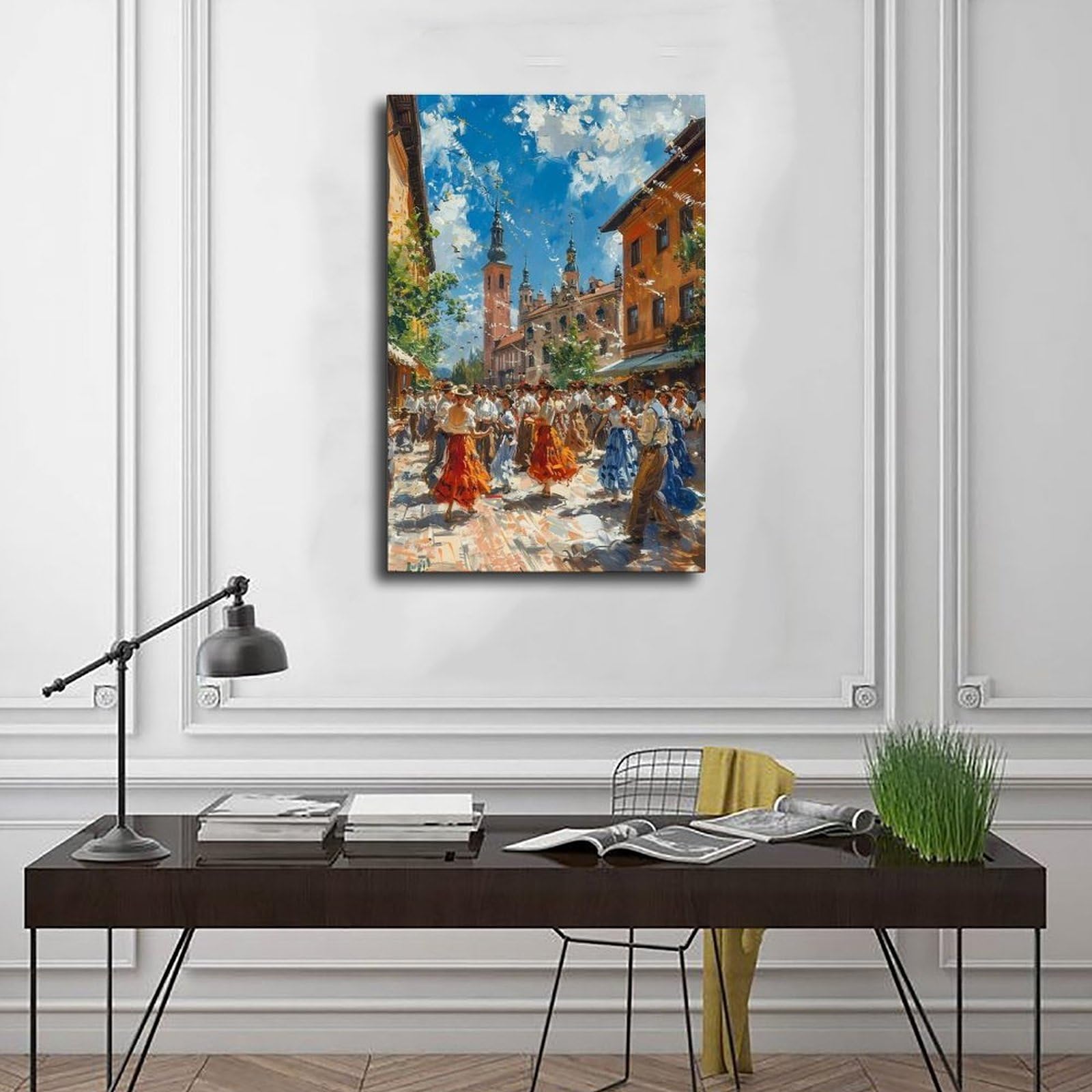 Stampa artistica su tela, stampa artistica da parete con costumi tradizionali, stampa artistica da parete, per soggiorno, camera da letto, decorazione 61 cm di lunghezza x 91,4 cm di larghezza