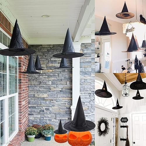 Miniatura 4 de Sombrero de bruja para disfraz de Halloween, accesorio de decoración de gorra con cuerda colgante para decoración de patio de Halloween, recuerdo de