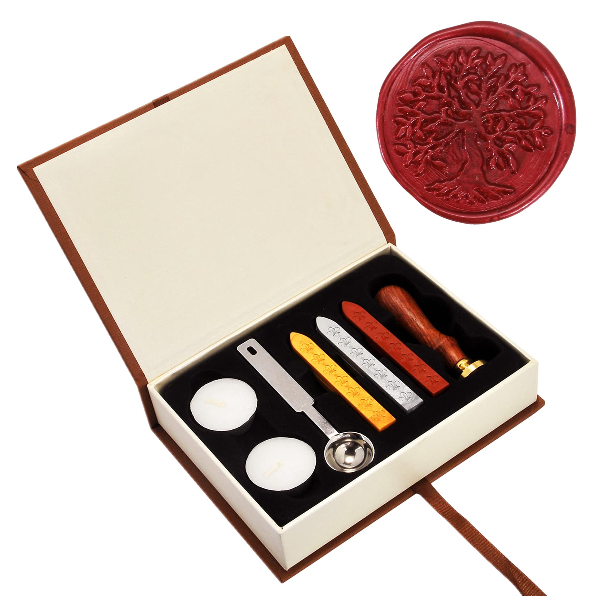 Wax Seal Stamp Kit, Yoption Classic Vintage Seal Wax Stamp Set, Retro Seal Stamps Maker Gift Box Set (Tree of Life 2)