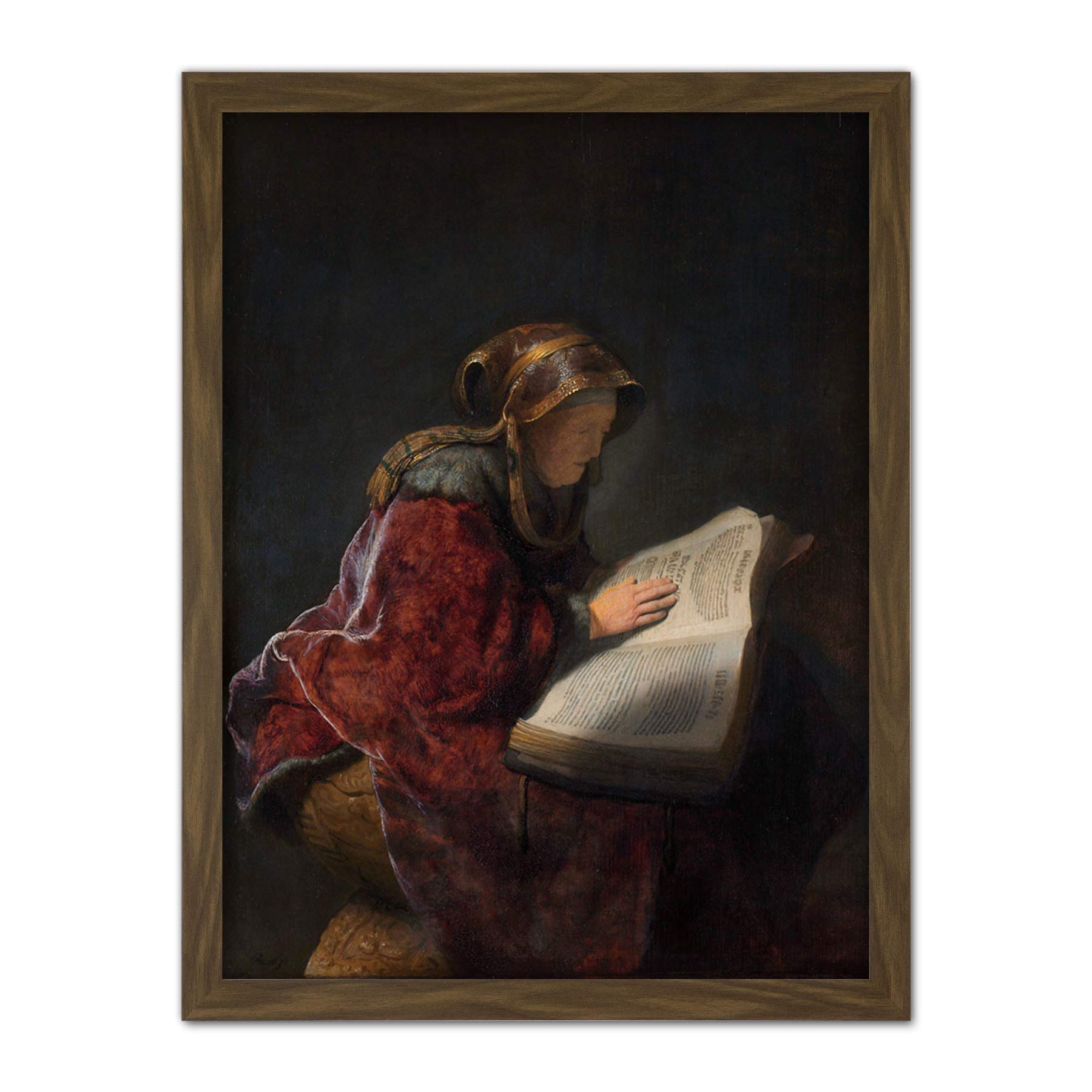 Artery8 Rembrandt Old Woman Reading Portrait Artwork Framed Wall Art Print 18X24 Inch
