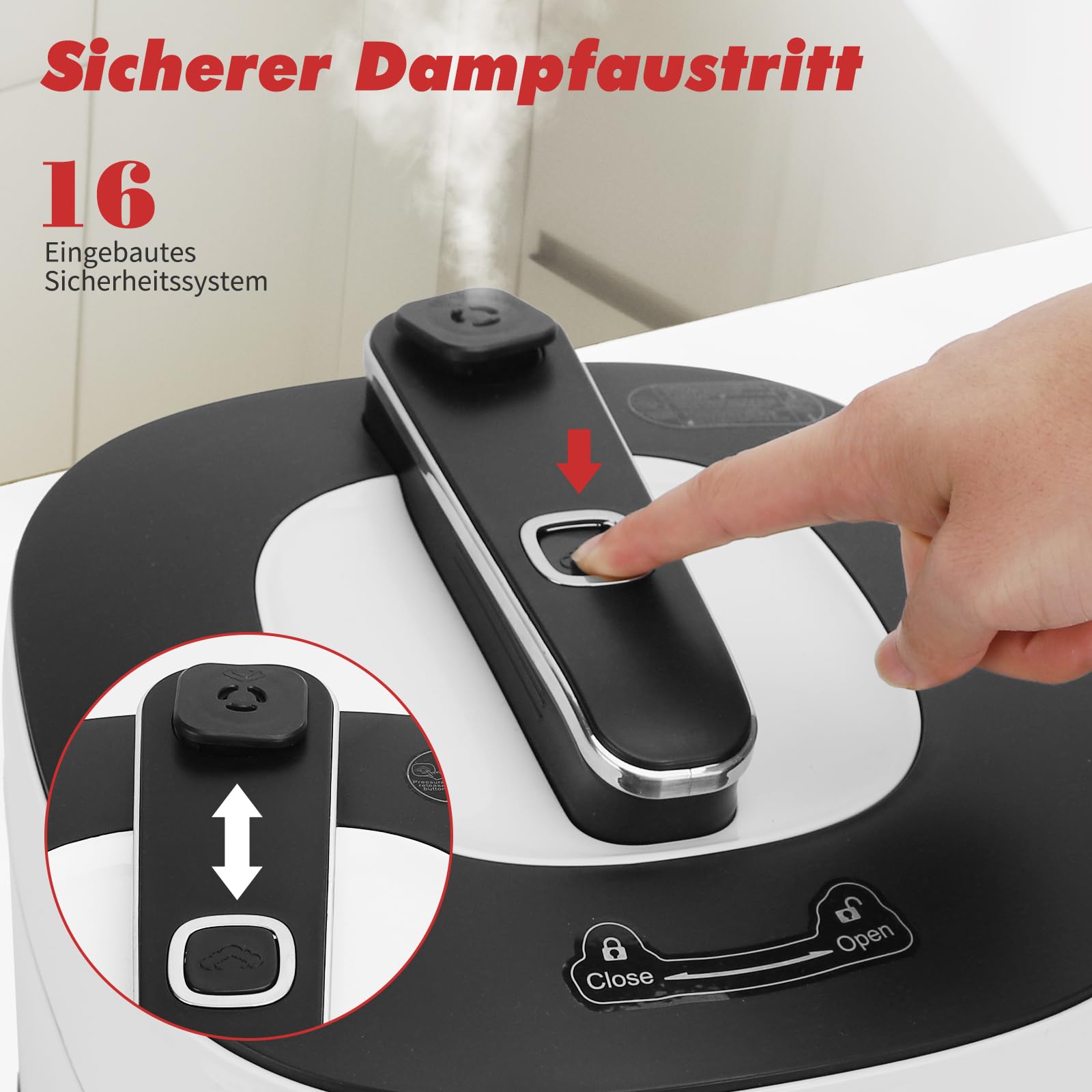 Aigostar Panda - 7-in-1 Schnellkochtopf, 5,5 L Multikocher Pressure Cooker, 14 Automatik-Programme, LED-Panel, Druckeinstellungen, Timer und Warmfunktion, Antihaftbeschichteter, 1000 W