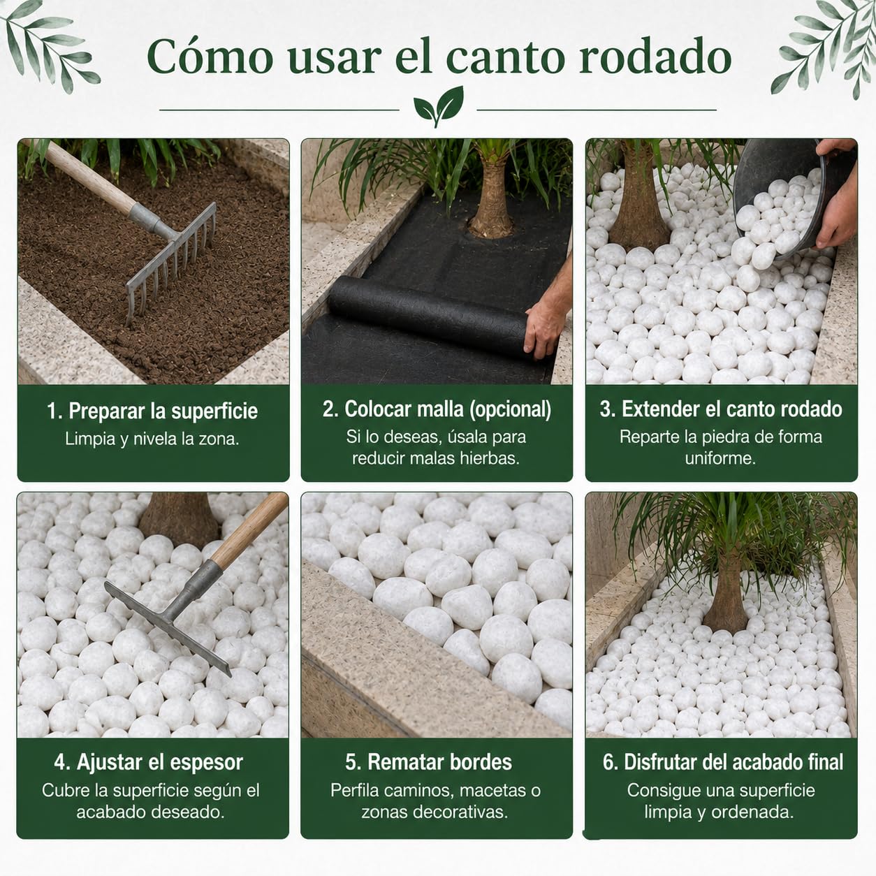 Piedra mármol Canto rodado Blanco Saco de 25Kg, Piedra Decorativa para Jardin o Espacios Exteriores. (40/60)