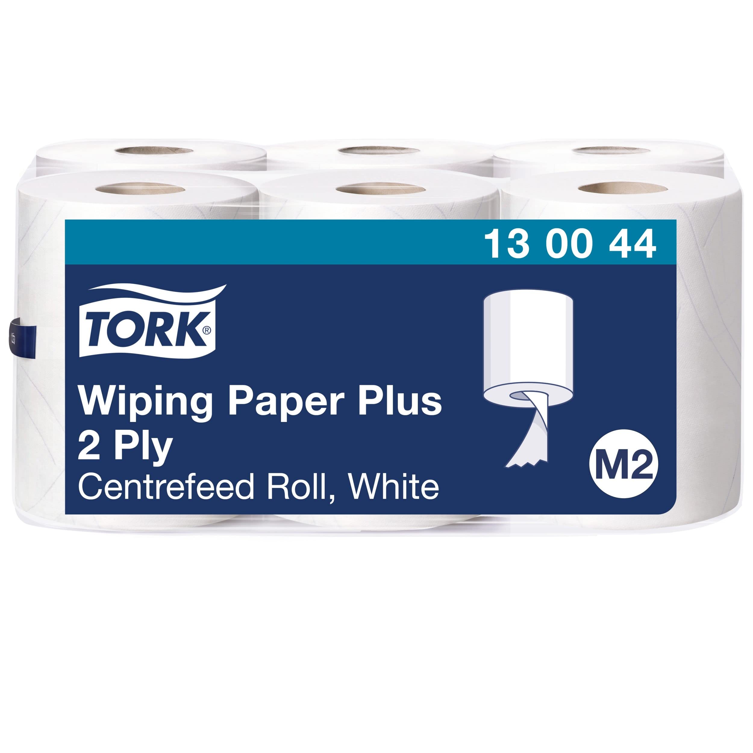 Tork Papier d'Essuyage Plus à Dévidage Central blanc M2, multi-usages, 6 x 368 feuilles, 130044