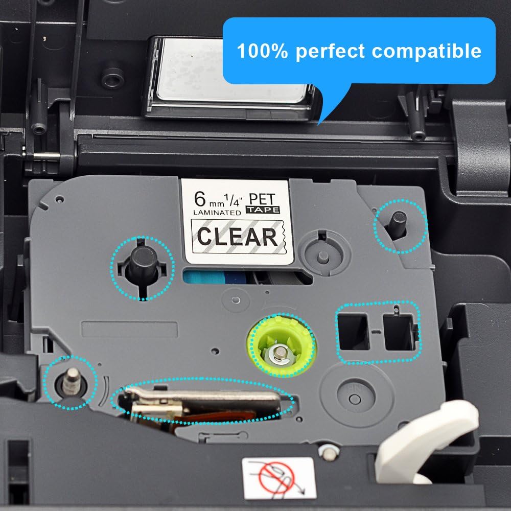 P Touch Label 5Pack TZ111 TZo111 TZe Labeling Tape Cartridge Label Orison Black on Clear Compatible with Brother Label Maker Tape 6mm 1/4 Inches 26.2ft Cassette Refills