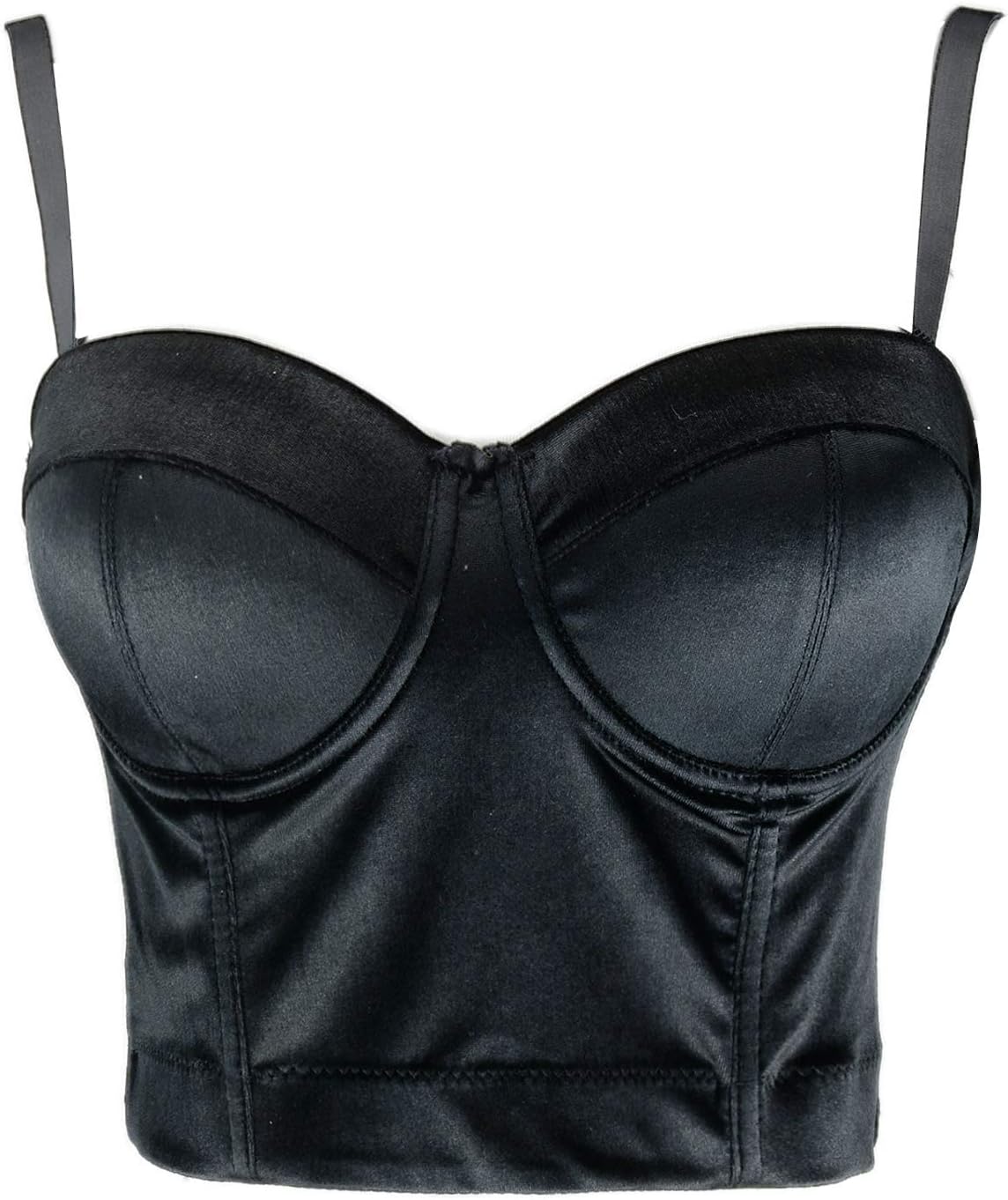 ELLACCI Velvet Soft Bustier Crop Top Push Up Women's Corset Top Bra Black - Image 3