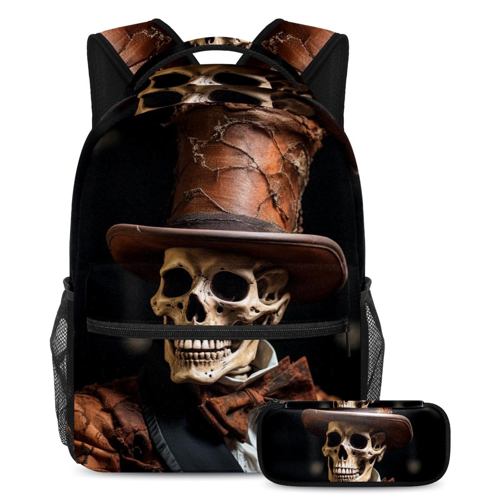 Sac à dos squelette Halloween avec trousse multicolore pour écolier - 7