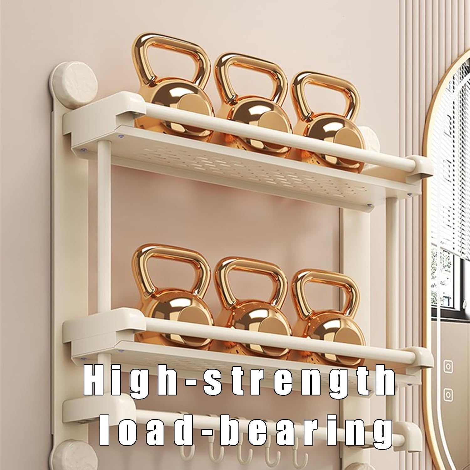 Vacuum Suction Cup Towel Holder Galvanized Steel 2 Layers 2 Rods Towel Racks L15.7/19.7/23.6” Household Bathroom Towel Hanger Hollowed Out Countertop