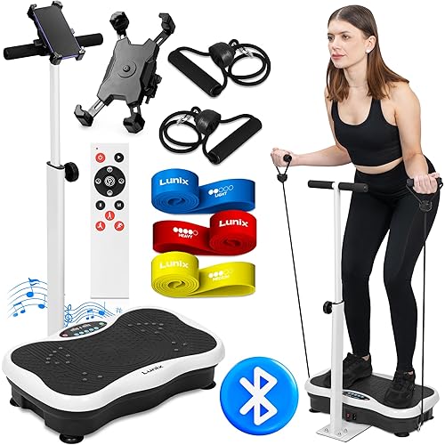 Lunix LX18 Vibration Plate Exercise Machine with Handles & Magnetic Acupoints, Power Platform for Lymphatic Drainage, Full Body Workout Home Fitness Equipment with Phone Holder