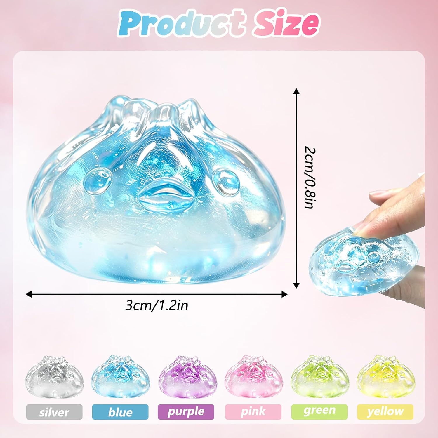 12 Pack Glitter Squishy Toy, Mini Soft Squeeze Stress Balls, Cute Sensory Fidget Desk Toys for Kids & Adults