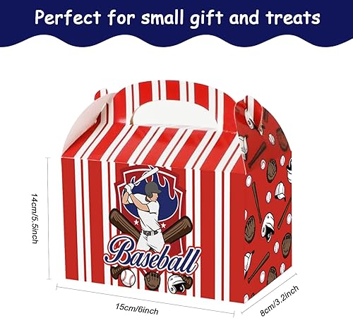 Miniatura 2 de chiazllta Cajas de regalo de fiesta de béisbol, cajas de regalo, galletas de caramelo de béisbol, caja de cartón con asas para niños, suministros de