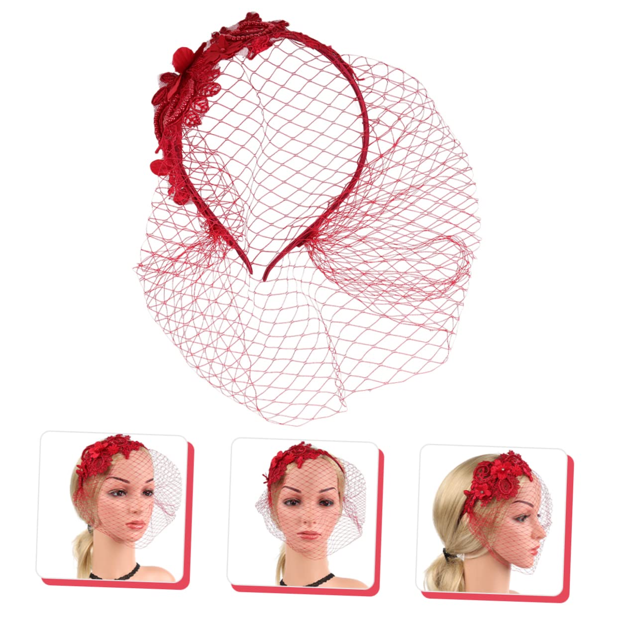 5 Stück Mesh Spitzen Stirnband Hochzeitsschleier Für Bräute Weiße Braut Haarspange Bridcage Brauthut Netz Teeparty Haar Make Up Stirnbänder Fascinator Hut Mit Schleier