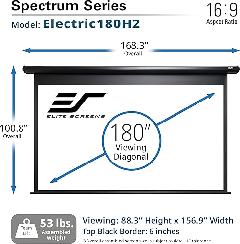 Vista 3 de Pantalla de proyector Elite Screens Spectrum RC1 Remote, 180 pulgadas Diag 16:9, pantalla de proyección motorizada para cine en casa 4K/8K Ultra HD