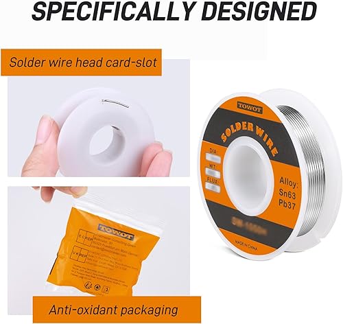 Miniatura 7 de TOWOT 63-37 Alambre de soldadura de base de colofonia de plomo de estaño de alta pureza para soldadura eléctrica, contenido 1,8% Flujo de soldadura