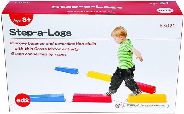 edx education 72227 Step-A-Log Model. Balance Beam for Kids - Indoor or Outdoor - Stackable - Build Coordination and Confidence - Physical and Imaginative Play