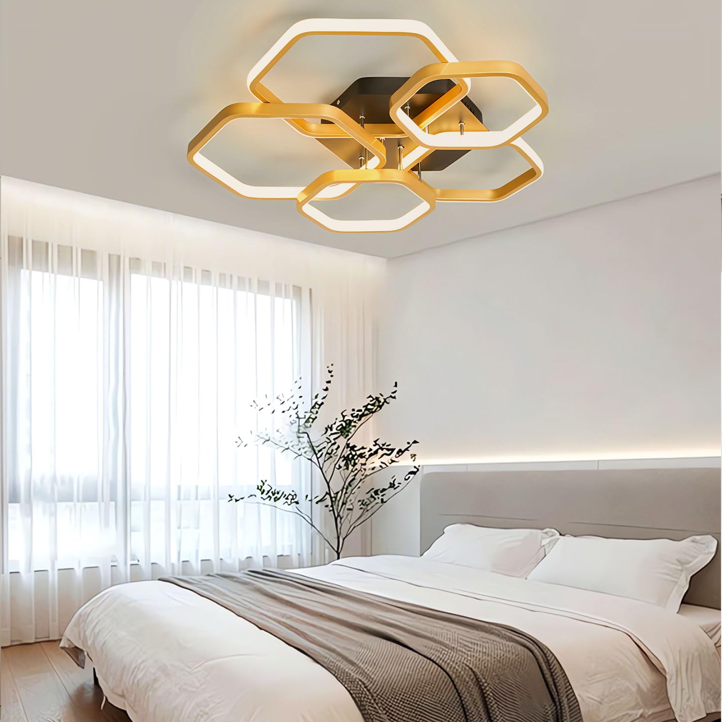 Lámpara de techo LED moderna, lámpara de techo regulable para dormitorio de 3000-6000 K con mando a distancia, lámpara de techo acrílica negra, ideal para dormitorios. (Nero)