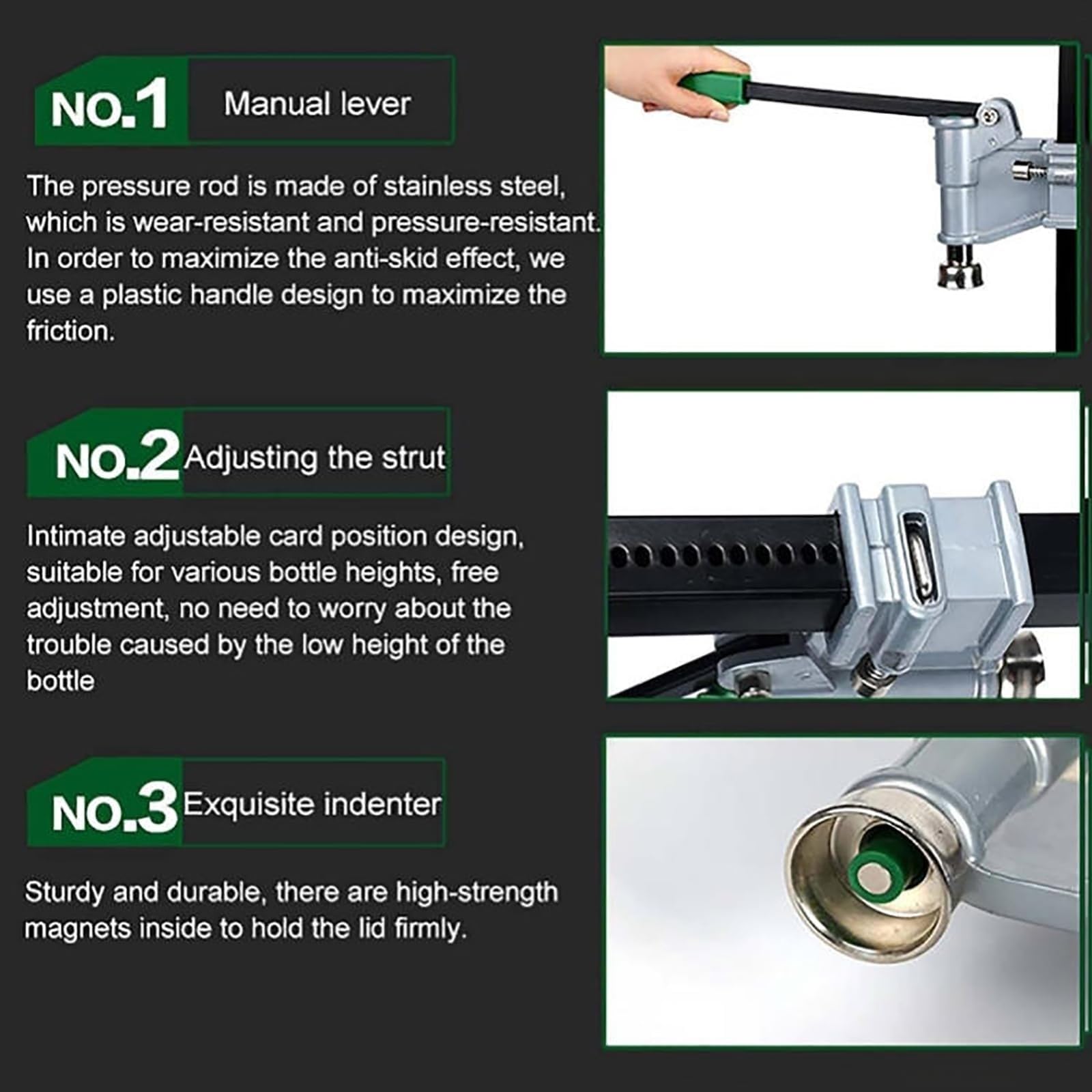 Tappatrice manuale per tappi di bottiglia a corona da 26/29 mm, altezza regolabile, ideale per birra, bottiglie di olio e bevande gassate